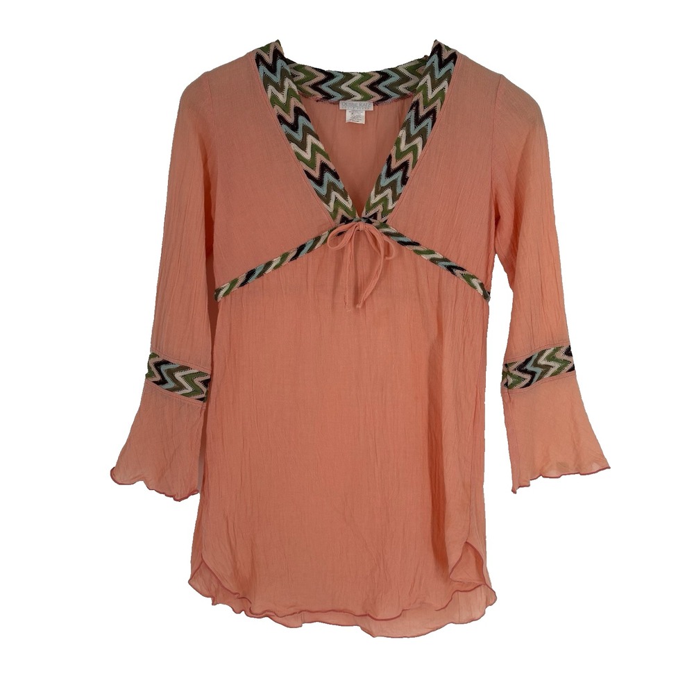 Debbie Katz South Beach Womens Gauze Babydoll Mini Dress XS Coastal Beach Resort